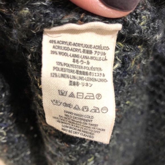 Free People Dylan Tweedy Turtleneck Sweater Gray Size XS Long Sleeve Waffle Knit - Picture 7 of 8